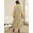 Elegant Floral Print Abaya with Golden Accents - Long Sleeve, Mid-Length, Loose Fit, Slit Hem, Embroidered Detail, Perfect for Saudi National Day, All-Season Wear, Cultural Attire|Floral Print Abaya|Embroidered Detailing, Abaya Dress