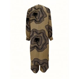 [Ramadan Top Set] Ramadan Solid Color Long Sleeve Top and Pants Set | Arabic Style, Polyester, with Faux Button Detail, for All Seasons, Women's