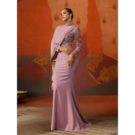 Women's Elegant Formal Evening gown - Long Formal Party Dress in Lavender Pink, A-Line Silhouette with flared Hem, Perfect for Weddings, Galas, Proms - Luxury Evening Wear for Women