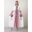 New Design Directional Palace Style Heavy Embroidery Pink Tassel Pendant Ruffle Elastic Three-Quarter Sleeve Double-Pocket Gown for Saudi National Day