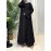 Elegant Black Lace Abaya with Contrast Lace Trim - Long Sleeve, Floor-Length, Belted, All-Season Wear, Traditional Middle Eastern Attire for Women, Cultural Attire|Elegant Abaya|Lace Trim Abaya