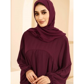 1pc Women'S Elegant Abaya Dress - Loose Fit Solid Color Muslim Prayer Dress with Belt, Lightweight Breathable Fabric for Spring Summer Fall, Casual & Formal Wear, Modest Muslim Women'S Clothing