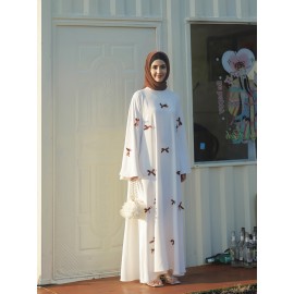 [Butterfly Bow Abayas Set] Elegant Butterfly Bow Abayas Set - Long Robe Dress and Headscarf
