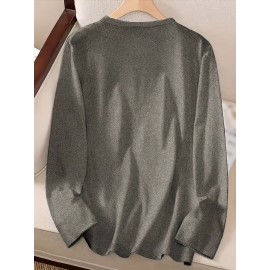 Women's Western Cowboy Graphic Long Sleeve Top - Vintage HOWDY Print with Hat & Bandana Design, Soft Grey All-Season Casual Shirt, Machine Washable Round Neck Women's Clothing, Seasonal Fashion, Comfortable Fit