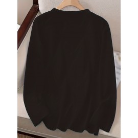 Women's Western Cowboy Graphic Long Sleeve Top - Vintage HOWDY Print with Hat & Bandana Design, Soft Grey All-Season Casual Shirt, Machine Washable Round Neck Women's Clothing, Seasonal Fashion, Comfortable Fit