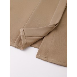 Elegant High Neck Sleeveless Waistcoat & Wide-Leg Pants Set - Chic Spring/Summer Outfit, Solid Color, Regular Fit, Perfect for Casual Or Formal Occasions, Casual Chic Outfit | High Neck Waistcoat | Belted Waistcoat, Ladies Pant Sets