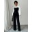 Women'S Elegant Two-Piece Outfit: Color Block Long Sleeve Shirt + Wide-Leg Pants, Polyester Blend, All-Season Wear, Casual Attire|Elegant Two-Piece|Polyester Blend