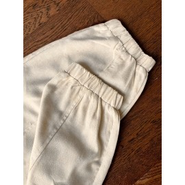 [Elegant Beige Top & Pants Set] Elegant Beige Sleeveless Top & Button-Pants Set - Chic V-Neck Ruffled Detail Shirt with High-Waisted Wide-Leg Pants, Casual or Office Wear